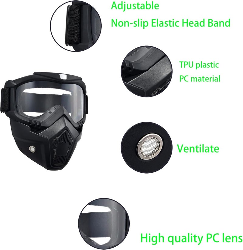 PLOOTA Paintball Mask Anti Fog,Airsoft Mask Full Face,Tactical Mask, Motorcycle Helmet Goggles with Removable Face Mask for Men Women - Image 2